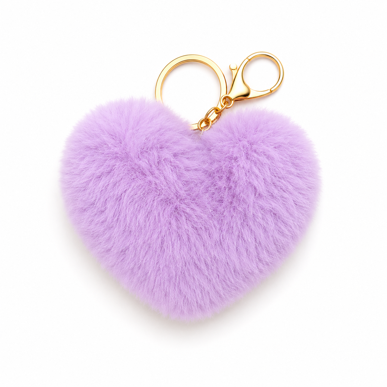 Heart keychain faux fur plush