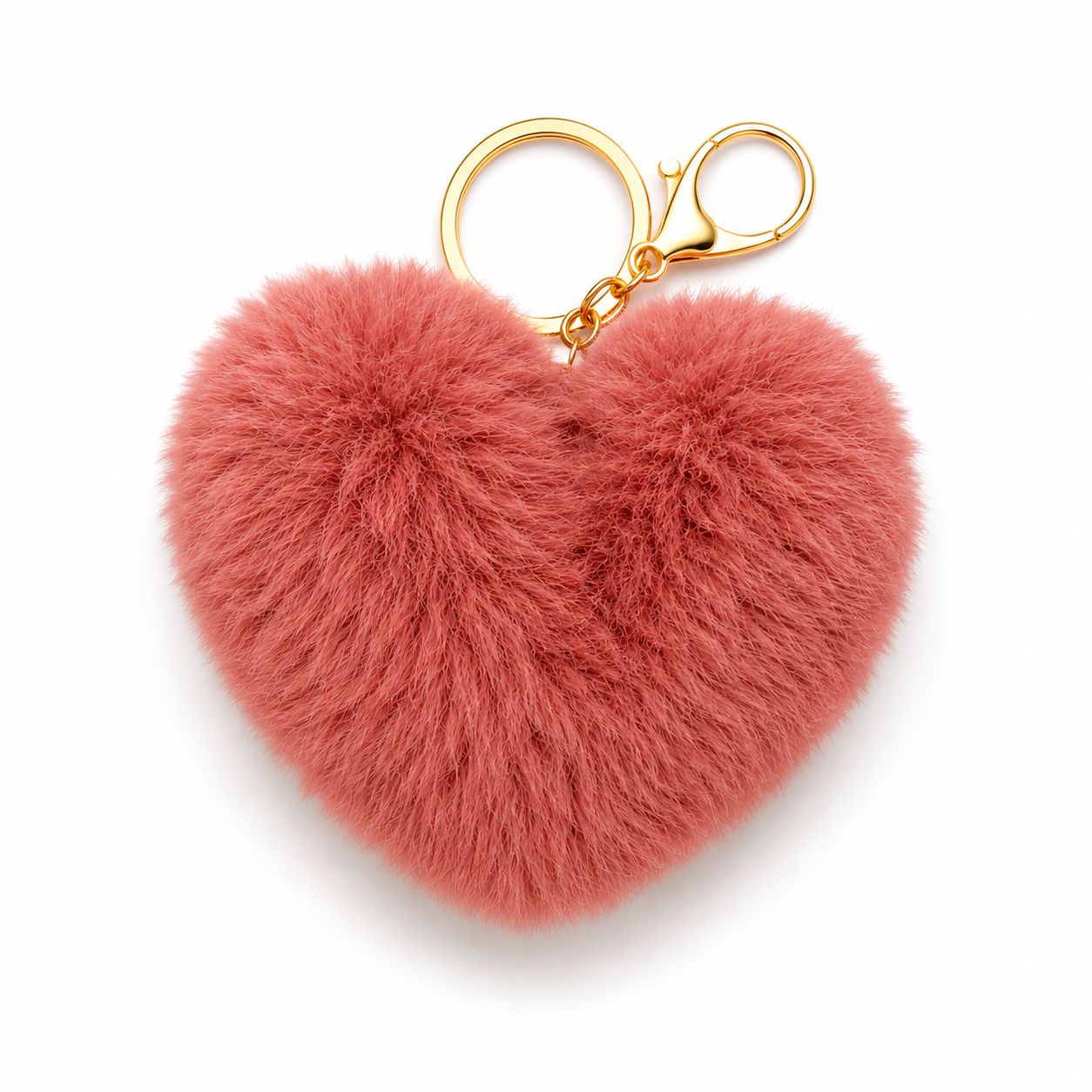 Heart keychain faux fur plush