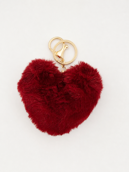 Heart keychain faux fur plush